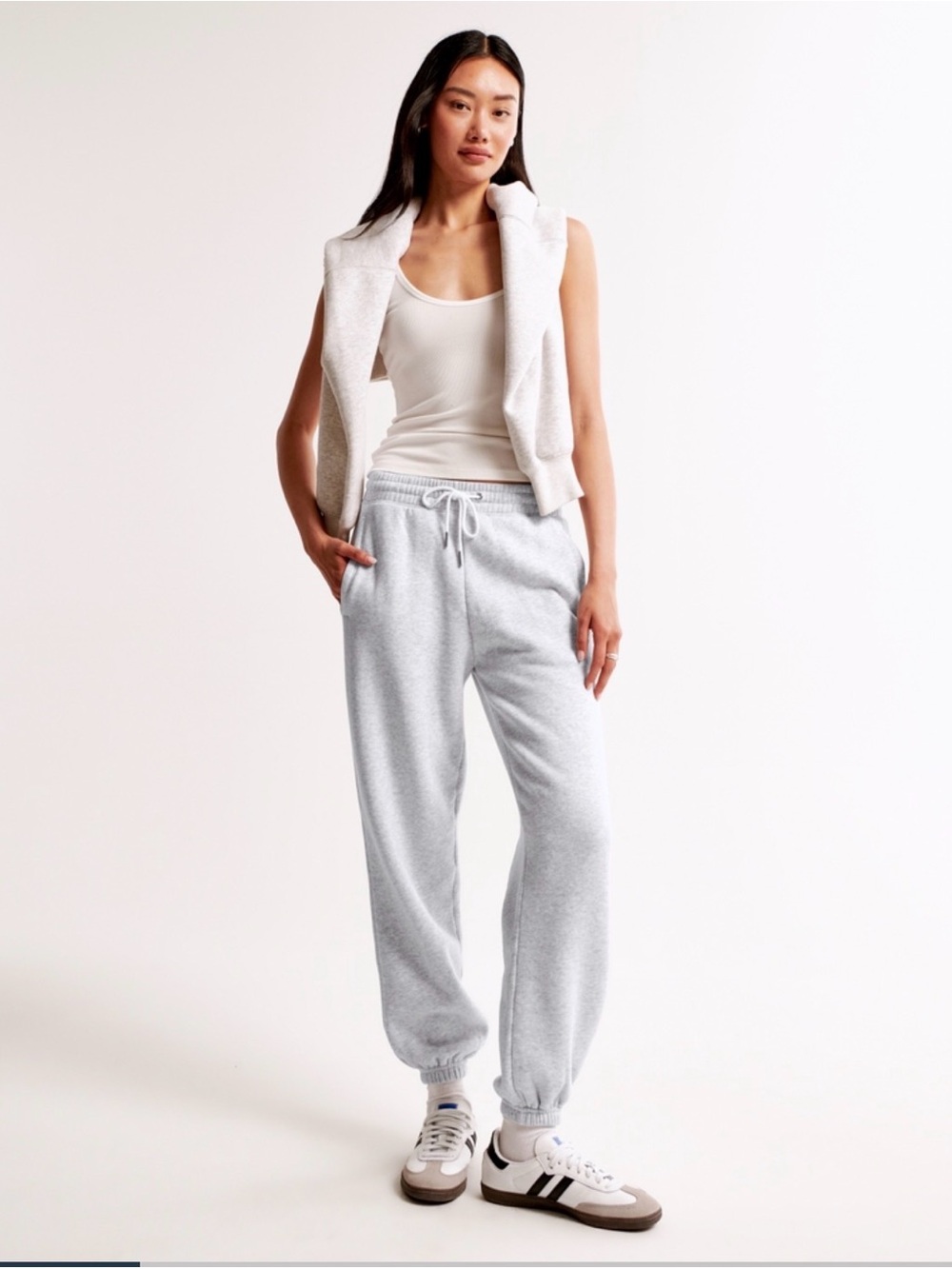 Abercrombie & Fitch Light Gray Drawstring Joggers